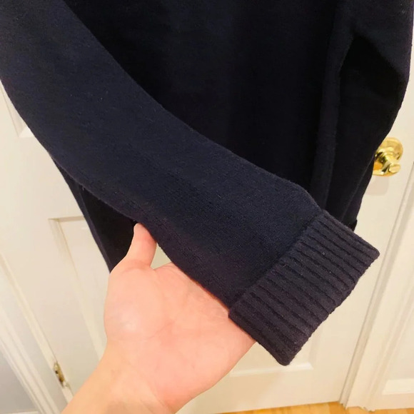J. Crew Men's Navy Lambswool Crewneck Sweater - Picture 7 of 8
